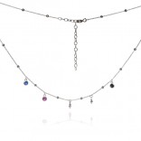 Silver necklace with colorful cubic zirconia