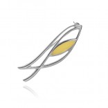 Silver brooch with yellow amber