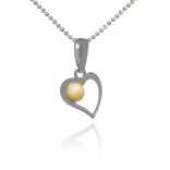Silver pendant HEART with yellow amber