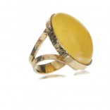 Gold-plated silver ring with yellow amber BEAUTIFUL UNIQUE