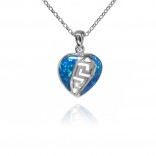 Silver pendant with blue opal HEART