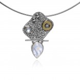 Silver pendant with a moonstone - silver artistic jewelry