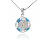 Silver jewelry with opal - pendant with a Greek pattern - HEBE