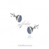 Silver earrings with natural sapphire