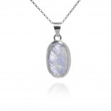 Oval silver pendant with moonstone