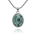 Silver pendant with blue turquoise