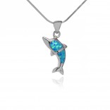 Silver pendant DELFINEK with blue opal