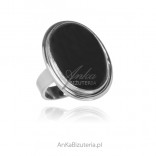 Silver ring with black OBSIDIAN