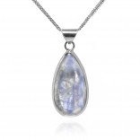A silver pendant with a moonstone with a unique moonstone