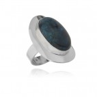 Srebrny pierścionek z pięknym niebieskim kamieniem Shattuckite