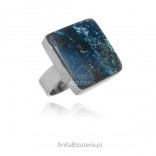 Silver ring with Shattuckite stone, size 16