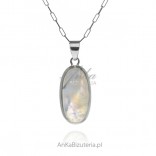 Silver pendant with a moonstone - oblong