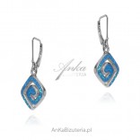 Silver earrings with blue opal LABYRINS