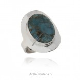 Silver ring with copper turquoise size 17