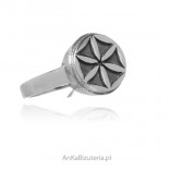 Oxidized silver ring FLOWER
