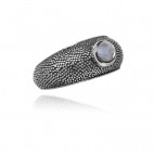Oryginalny pierścionek srebrny z kamieniem księżycowym oksydowany