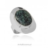 Silver ring with turquoise, size 17 UNIQUE