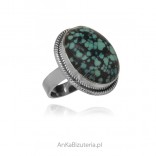 Silver ring with natural turquoise