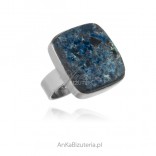 Silver SQUARE ring with Shattuckite, size 19