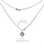Silver clover necklace with white enamel and cubic zirconia