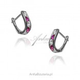Silver children's earrings with white and pink zircon