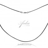 Delicate leather chain with silver size S