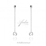 Silver TRENDS earrings with a chain and a smooth earring