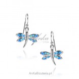 DRAGONFLY silver earrings with blue opal