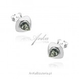 Silver earrings with green amber