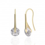 Elegant silver gold-plated earrings with white zircon
