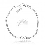 Silver bracelet with infinity on a cheval chain
