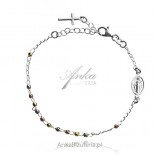 Silver bracelet with hematites - a rosary with a cross and a medallion of Our Lady of Miracles