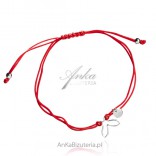 Silver BUTTERFLY bracelet on a red string