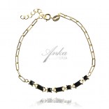 Gold-plated silver bracelet with black cubic zirconia