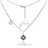Gold-plated silver necklace with an enamel black cross