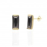 Gold-plated silver earrings with black VISTOSO stone