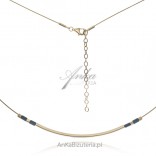 Gold-plated silver necklace with blue hematite