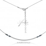 Silver single necklace with blue hematite