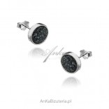Silver earrings with black cubic zirconia