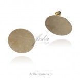 Gold-plated and satin silver earrings, large, flat circles, 2.5 cm