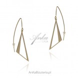 Gold-plated silver openwork triangles earrings
