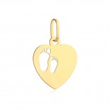 Gold pendant 585 HEART with little baby feet