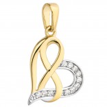 Gold pendant 585 HEART WITH INFINITY and cubic zirconias