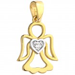 Gold ANIOŁEK pendant with white zircon. 585