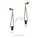 Gold-plated silver earrings with black onyx