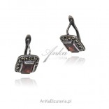 Silver garnet and marcasite earrings Baroque jewelry