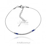 Silver bracelet with blue hematite