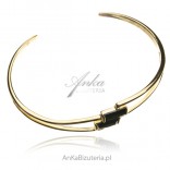 Gold-plated silver bracelet with black zircon