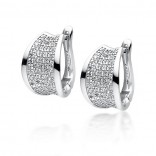 Elegant silver earrings with white zircon