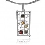 Silver pendant with amber - original silver jewelry